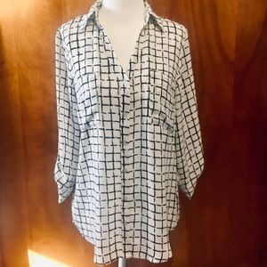 BCX Black & White Blouse Size S